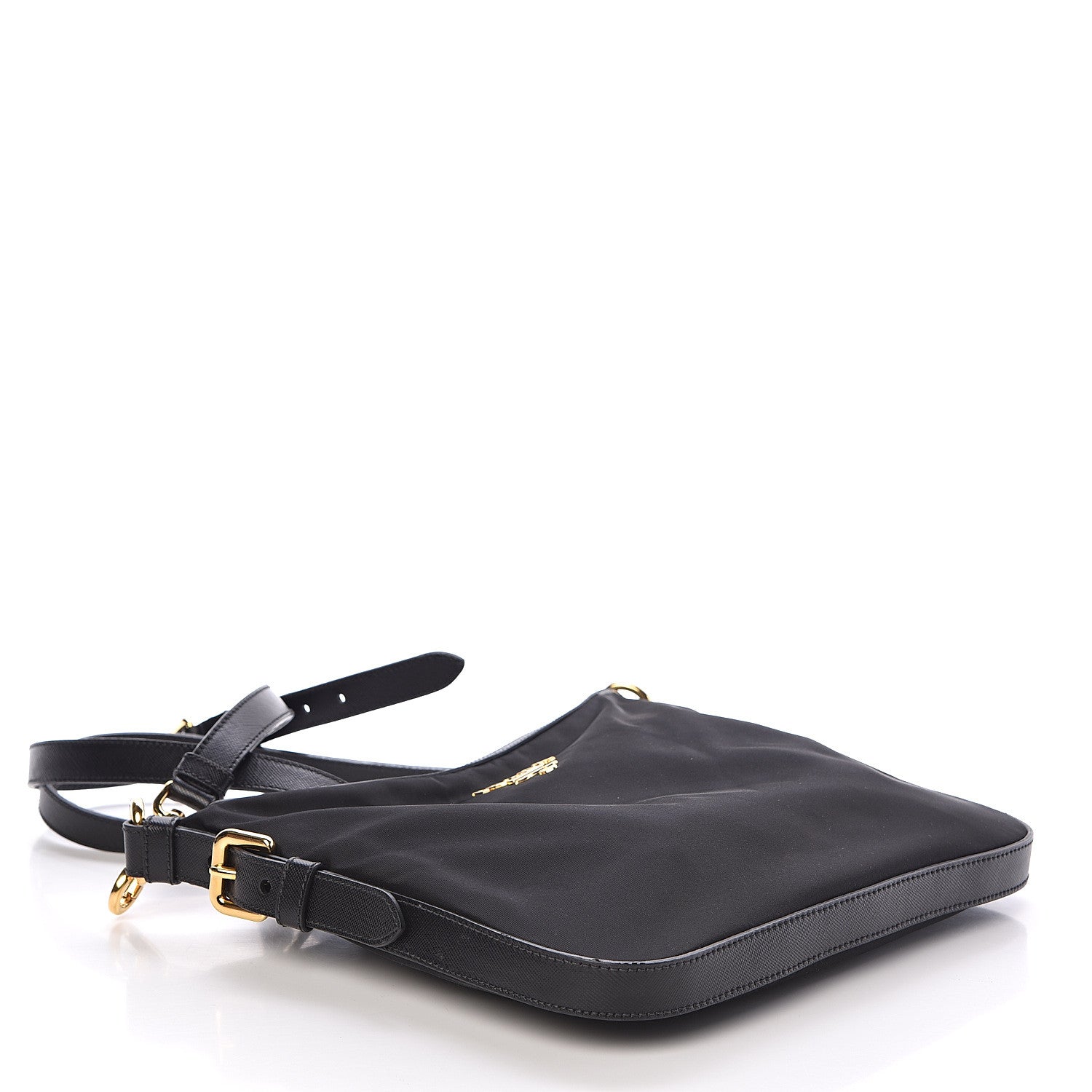 Prada Tessuto Nylon Saffiano Vela Crossbody Bag Black 4 of 9