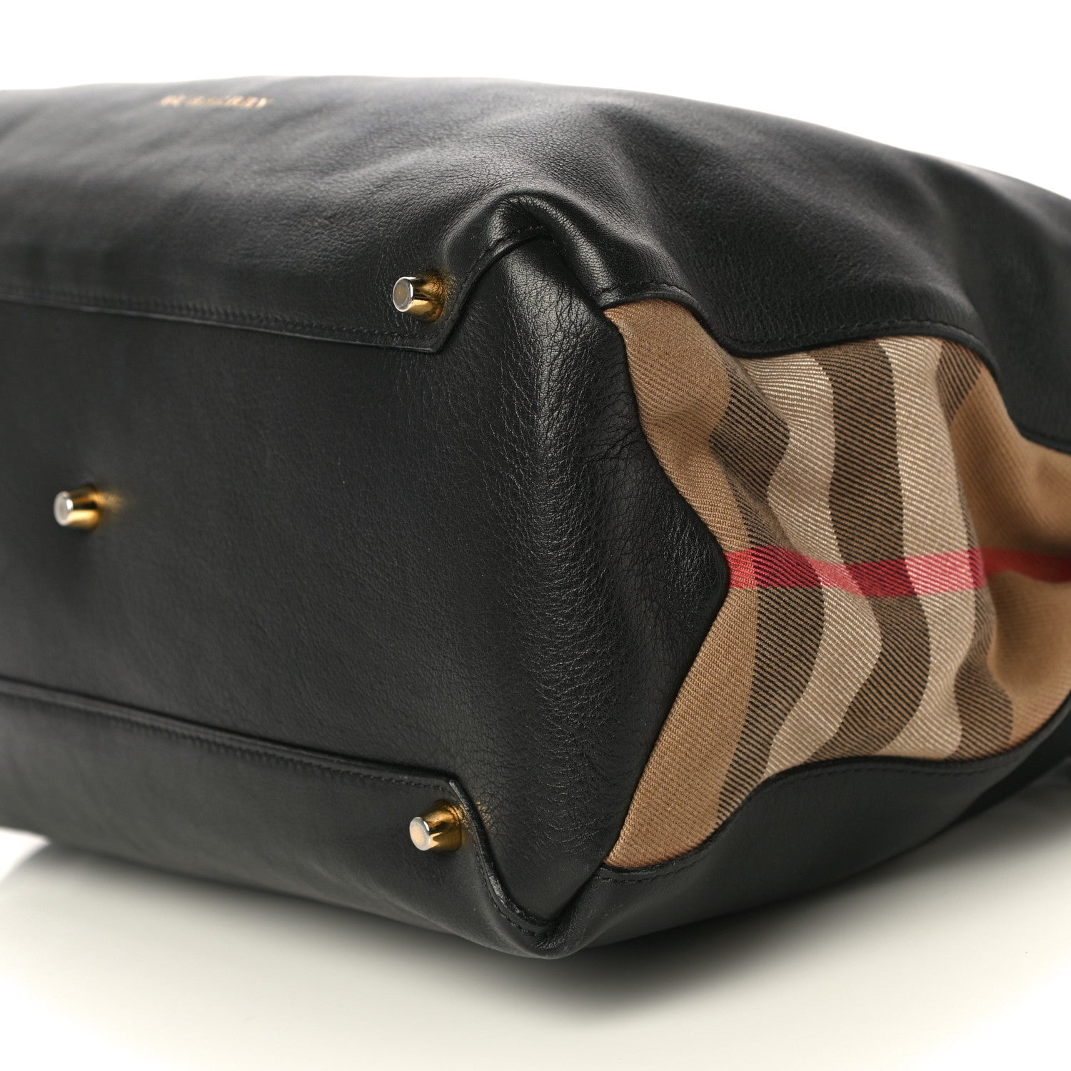 Burberry Grainy Calfskin House Check Medium Banner Tote Black 10 of 10