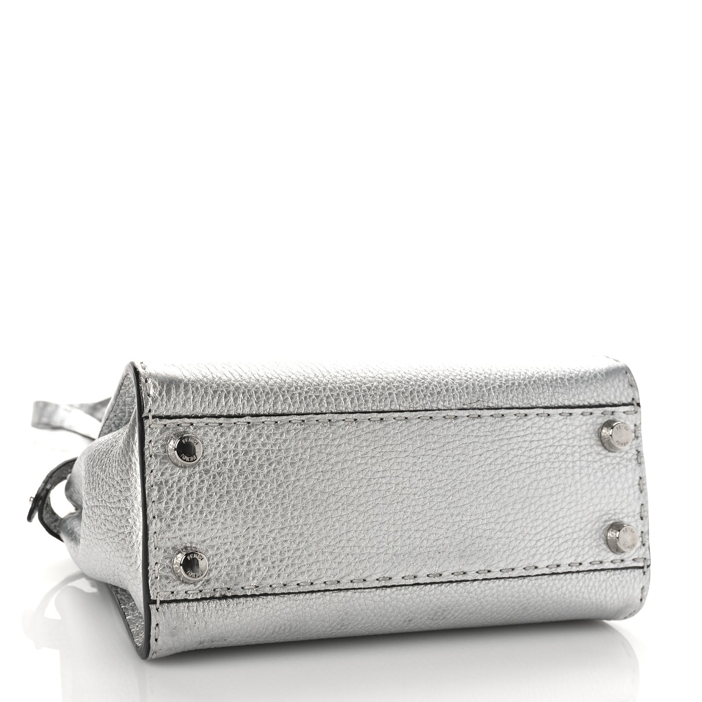 Cuoio Romano Lux Selleria Mini Peekaboo Iconic Satchel Argento