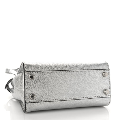 Fendi Cuoio Romano Lux Selleria Mini Peekaboo Iconic Satchel Argento 4 of 9