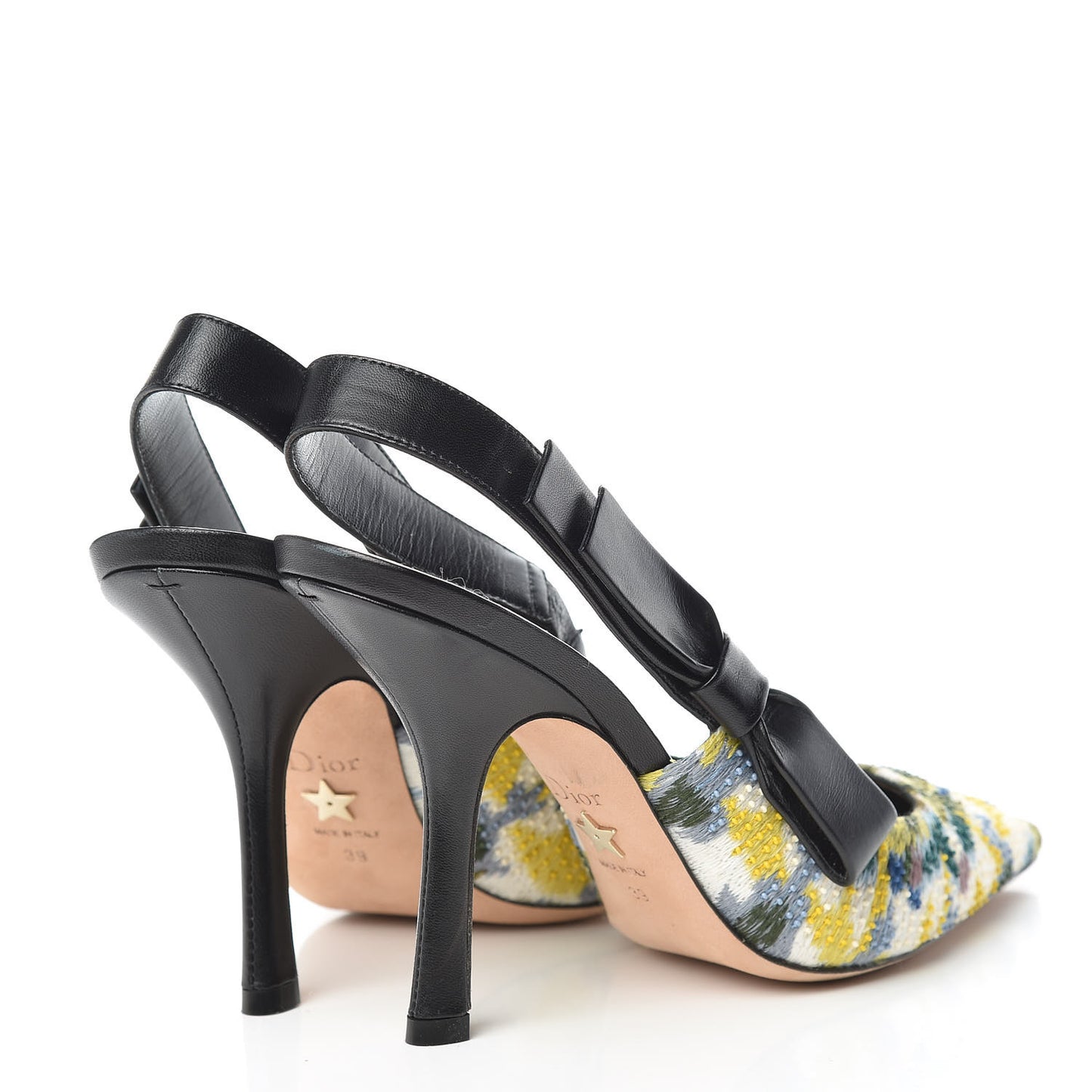Lambskin Embroidered KaleiDiorscope Sweet-D Slingback Pumps 39 Dusty Jade