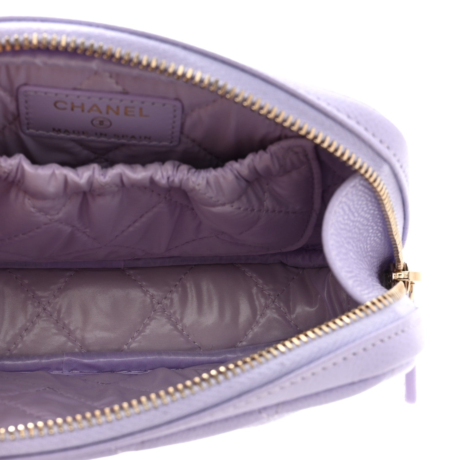 Chanel Caviar Quilted Small Curvy Pouch Cosmetic Case Light Purple 5 of 8