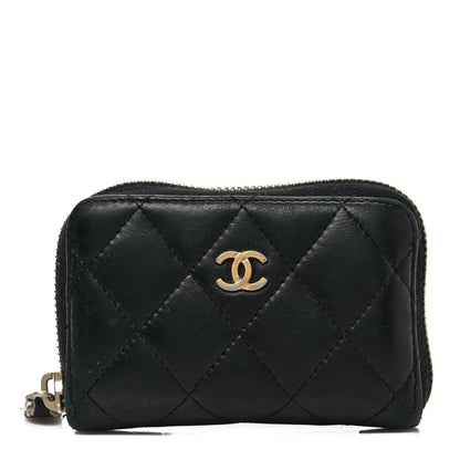 Chanel Lambskin Quilted Zip Coin Purse Black 1 of 8