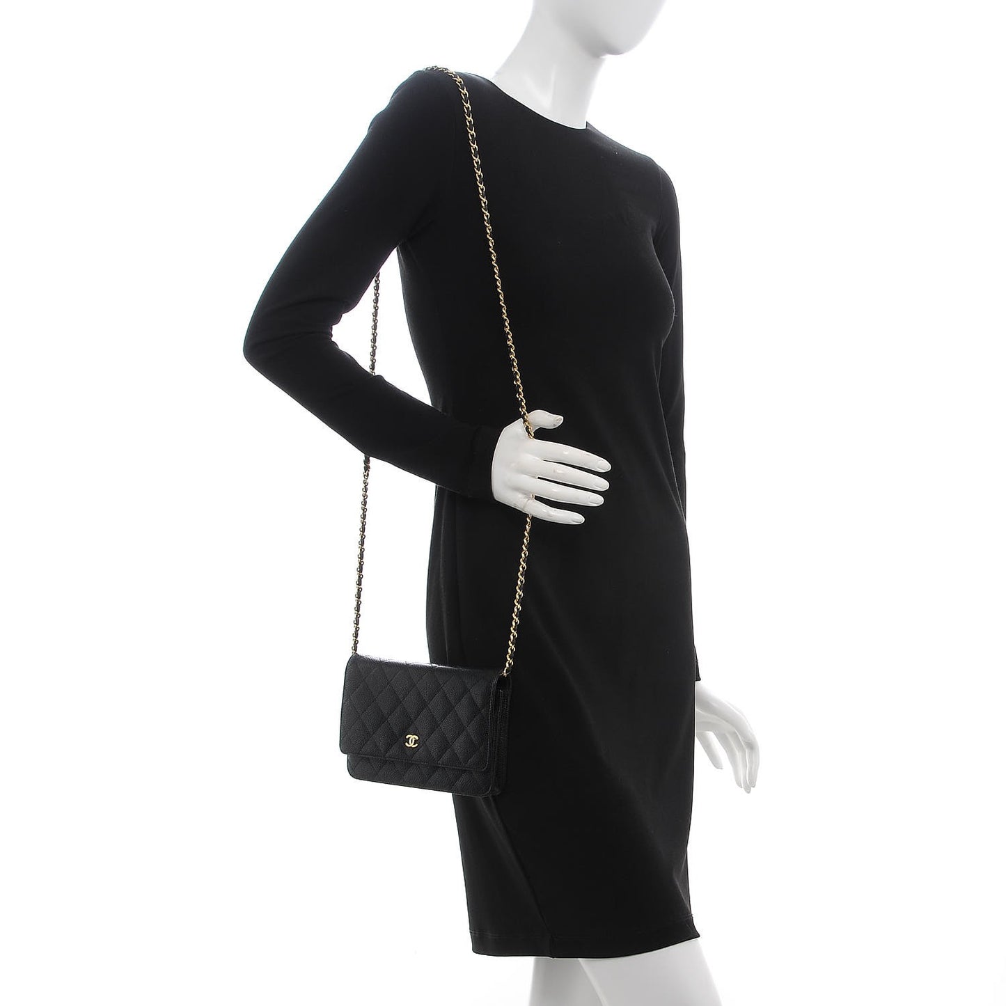 Caviar Quilted Wallet On Chain WOC Black