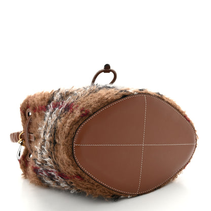 Burberry Mohair Check Calfskin TB Small Bucket Bag Brown 4 of 9