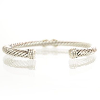 David Yurman Sterling Silver 14K Yellow Gold 5mm X Station Cable Bracelet 2 of 6