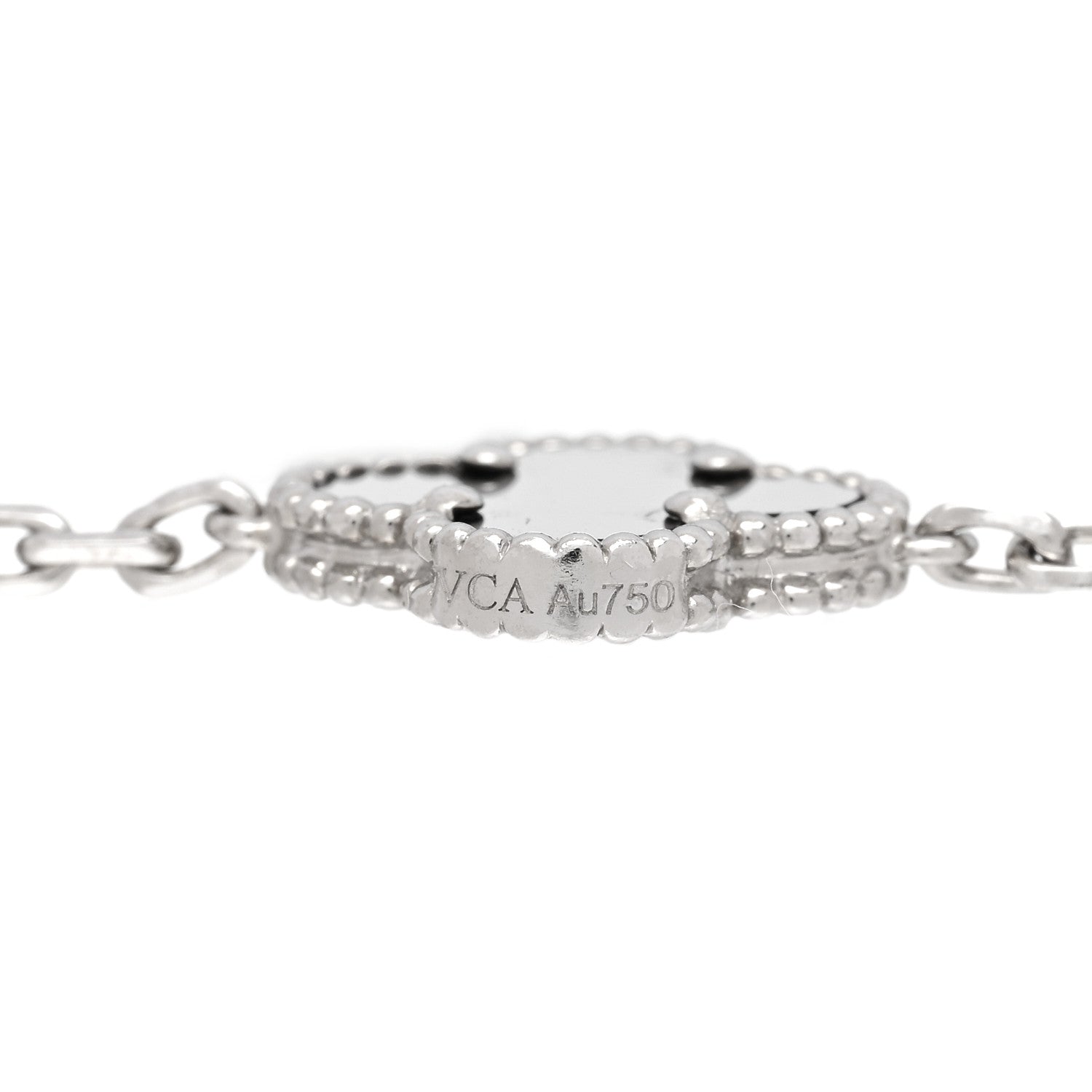 Van Cleef & Arpels 18K White Gold Diamond Black Onyx 5 Motifs Vintage Alhambra Bracelet 3 of 5