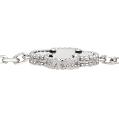 Van Cleef & Arpels 18K White Gold Diamond Black Onyx 5 Motifs Vintage Alhambra Bracelet 3 of 5