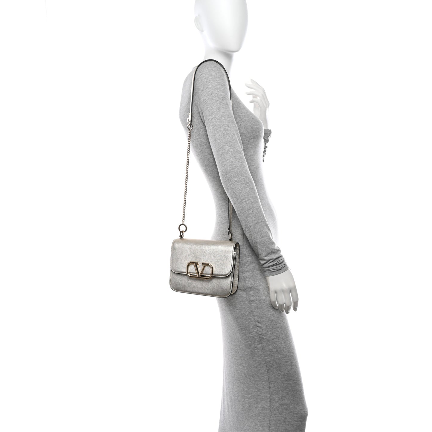 Metallic Calfskin Small VSling Shoulder Bag Gold