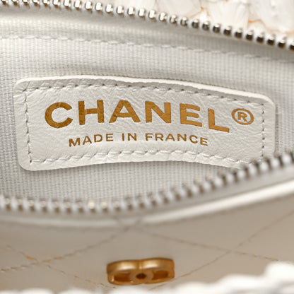 Chanel Raffia Effect Tweedy Mini Flap Bag White Black 6 of 10