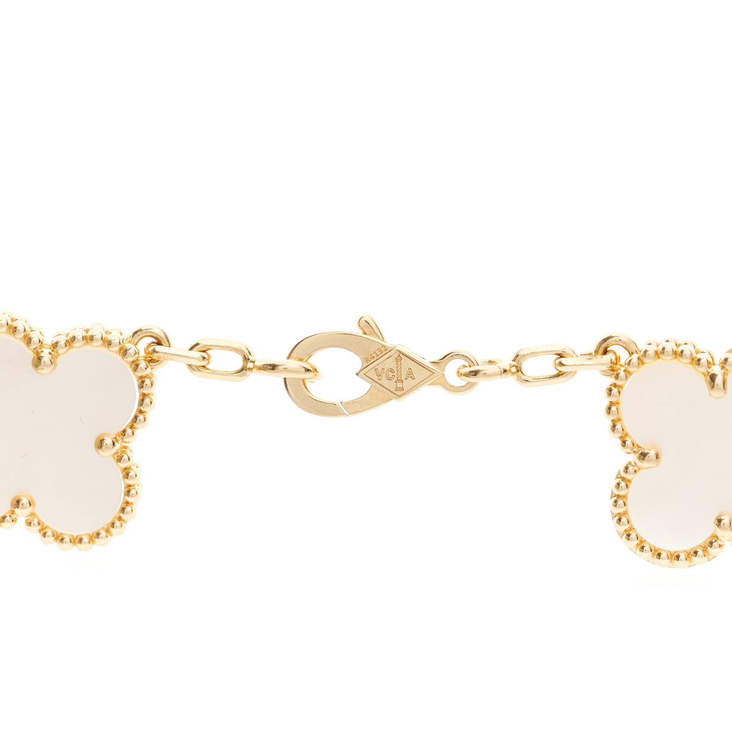 Van Cleef & Arpels 18K Yellow Gold Mother of Pearl 5 Motifs Vintage Alhambra Bracelet 5 of 7
