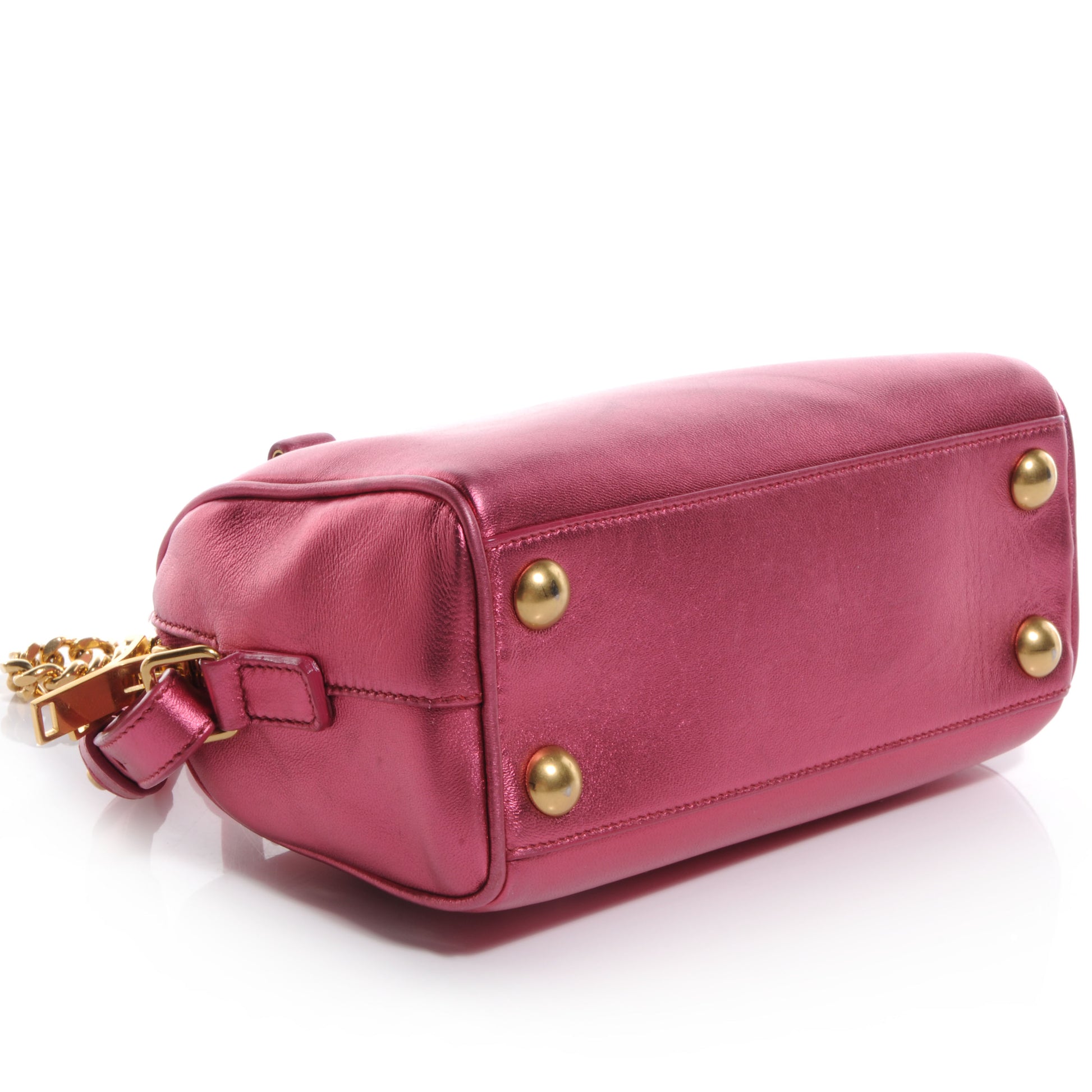 Saint Laurent Metallic Leather Classic Duffle Toy Pink 4 of 9