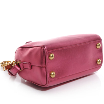 Saint Laurent Metallic Leather Classic Duffle Toy Pink 4 of 9