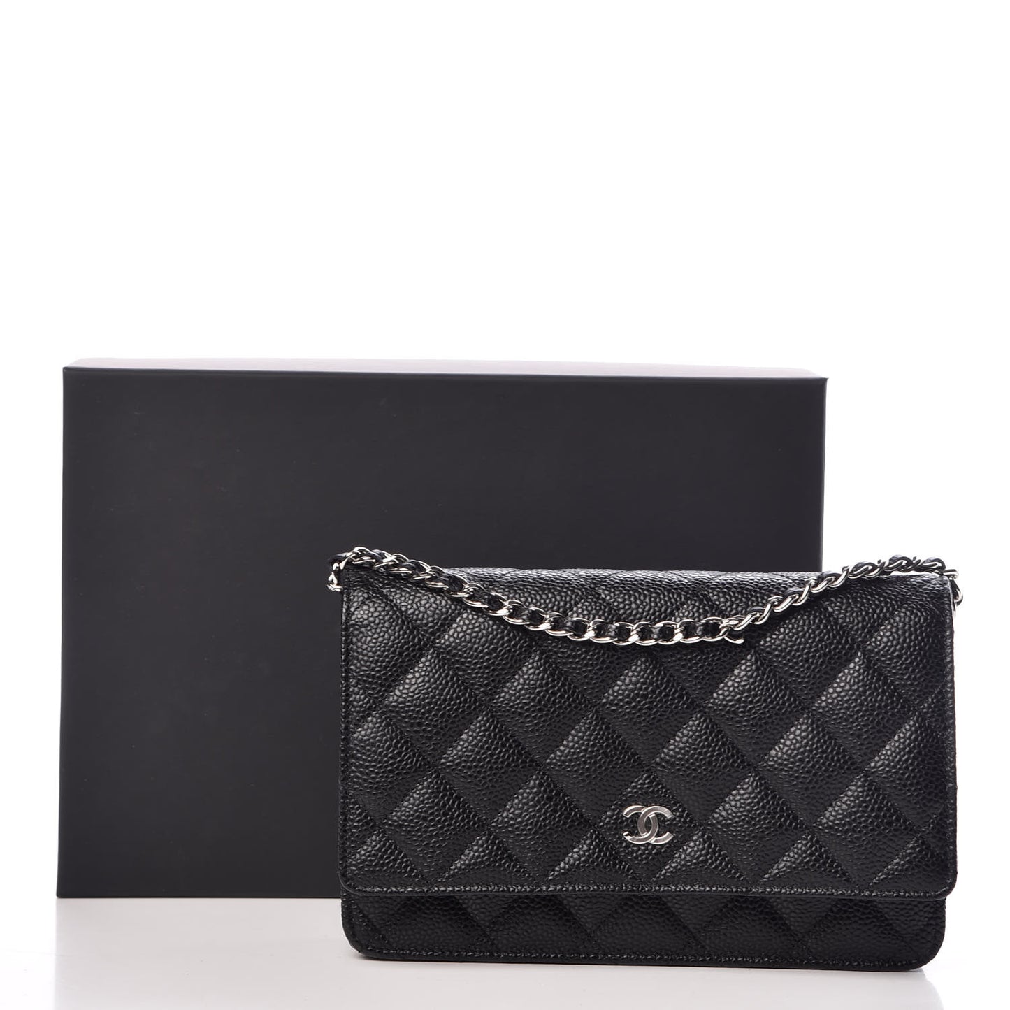 Caviar Quilted Wallet On Chain WOC Black