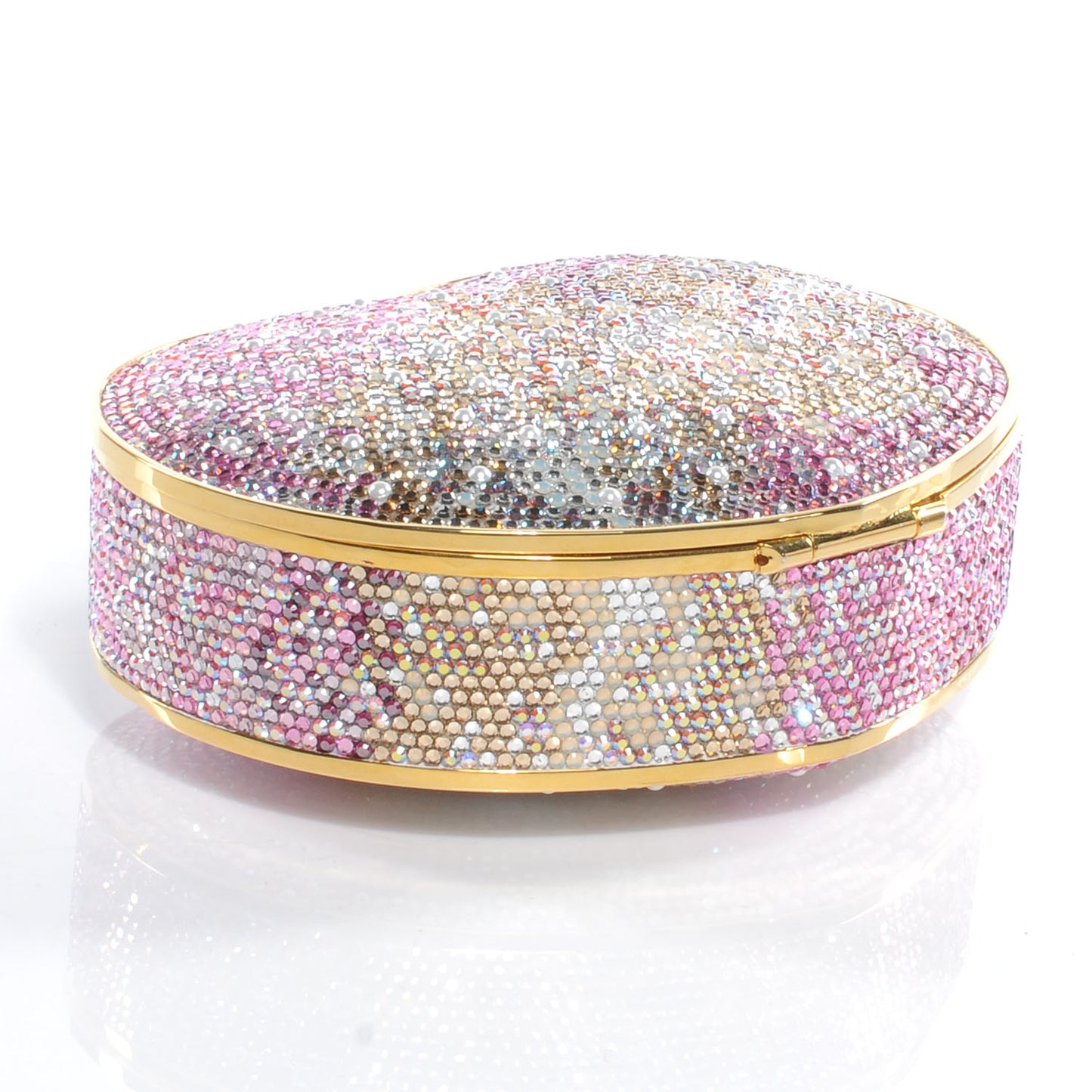 Crystal Heart Minaudiere Clutch Pink