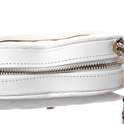 Chanel Lambskin Quilted CC In Love Heart Clutch With Chain White 11 of 12