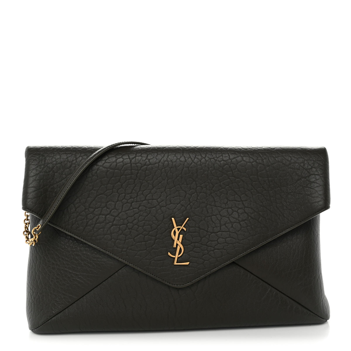Saint Laurent Grained Lambskin Large Cassandre Chain Pouch Light Musk 1 of 10