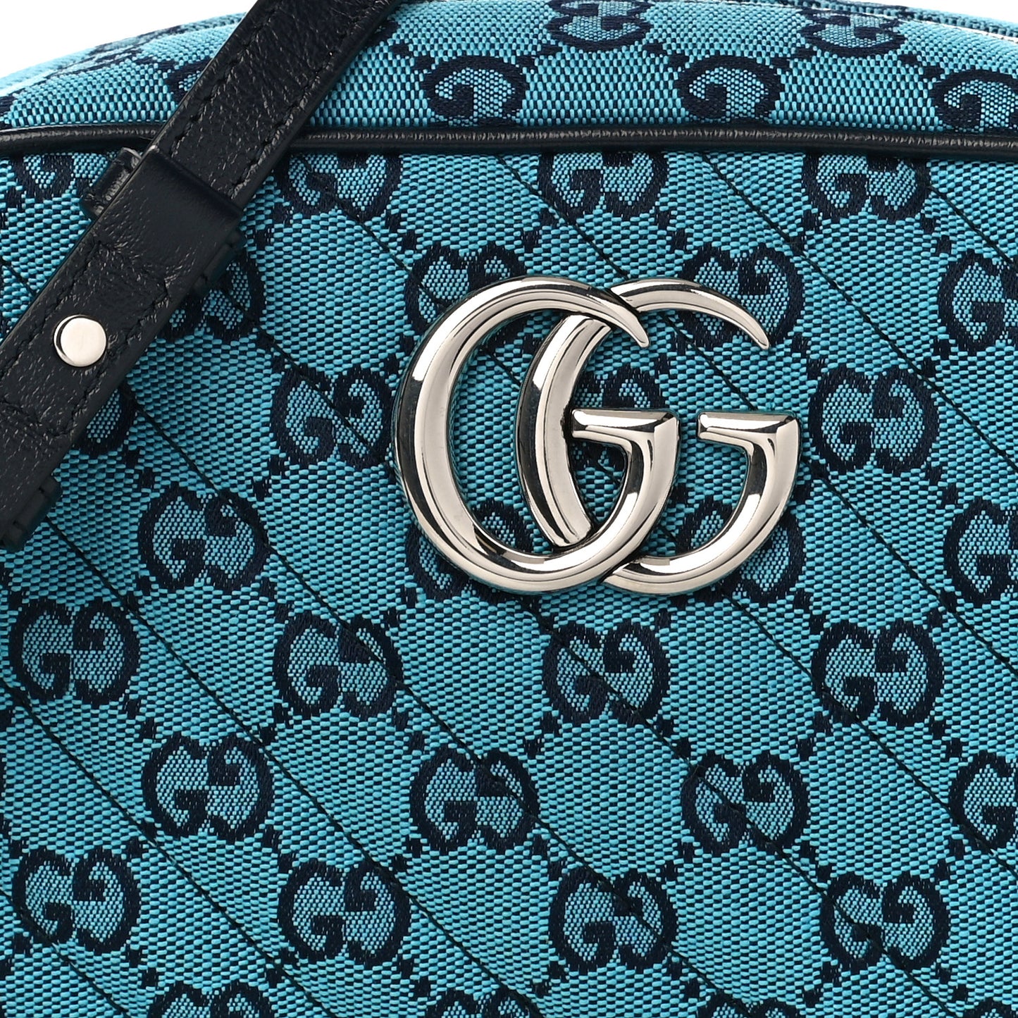 Monogram Multicolor Matelasse Diagonal Small GG Marmont Chain Shoulder Bag Light Blue