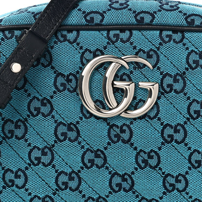 Gucci Monogram Multicolor Matelasse Diagonal Small GG Marmont Chain Shoulder Bag Light Blue 8 of 10