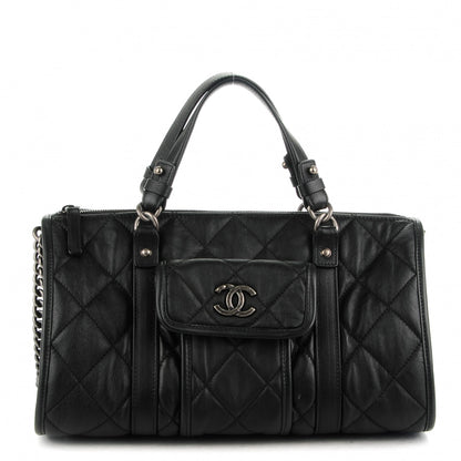 Chanel Calfskin Quilted Small Casual Riviera Bowling Bag Black 1 of 8