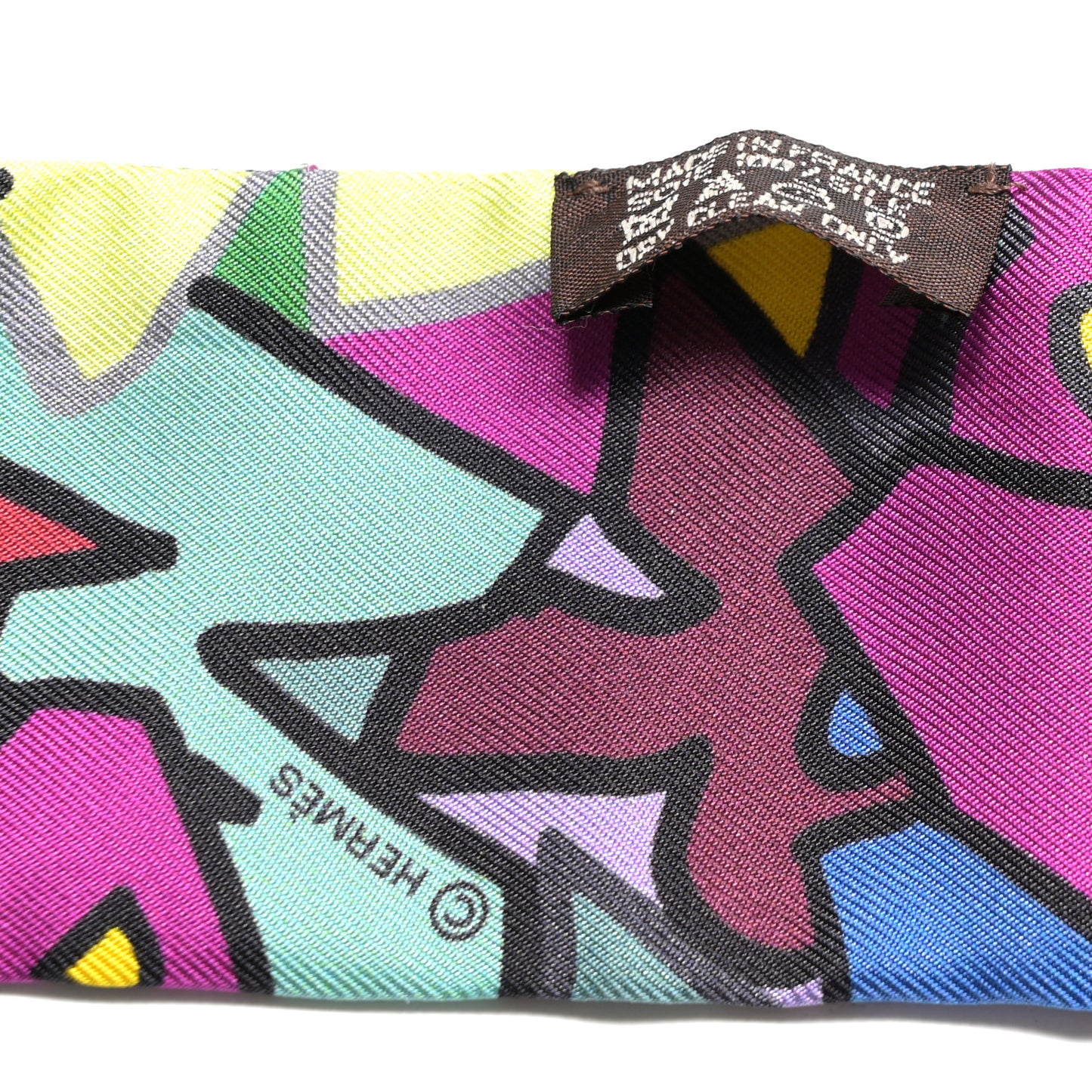 Silk Graff Graffiti Twilly Fuchsia Kaki Jaune
