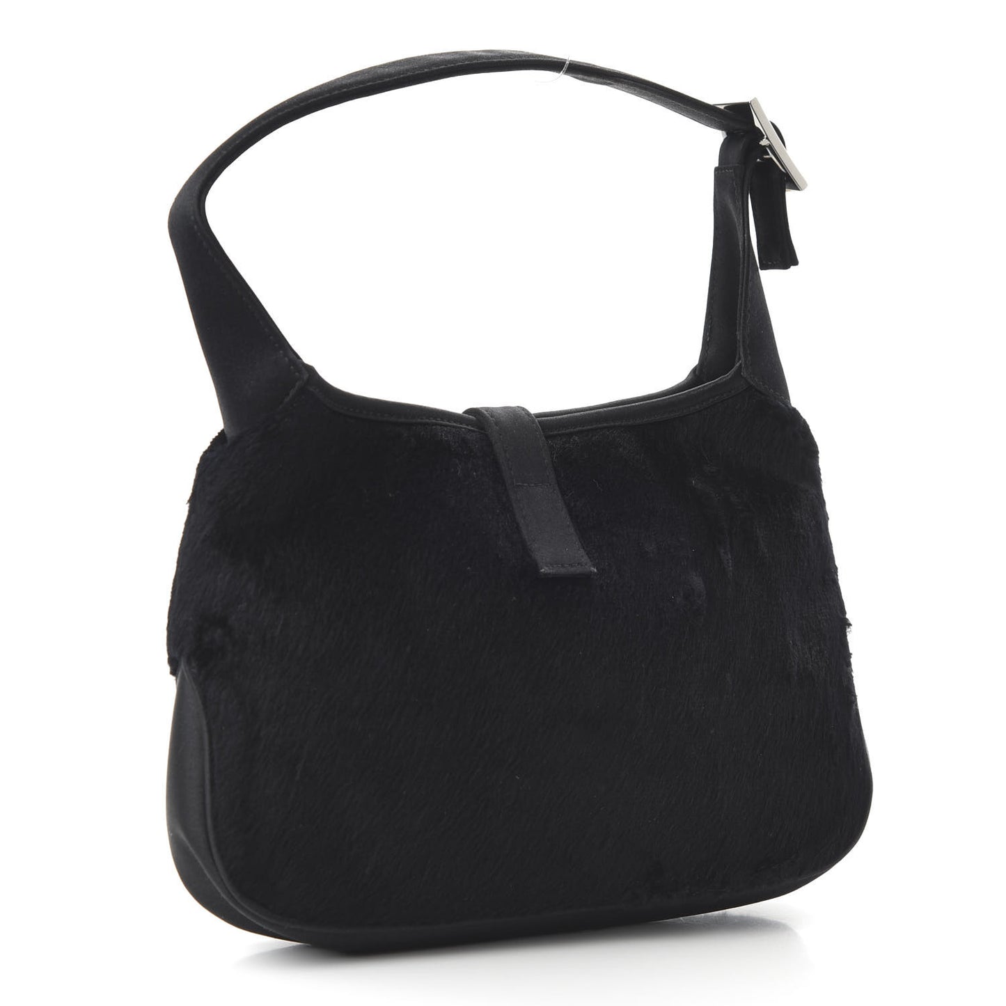 Nylon Pony Hair Jackie O Hobo Black