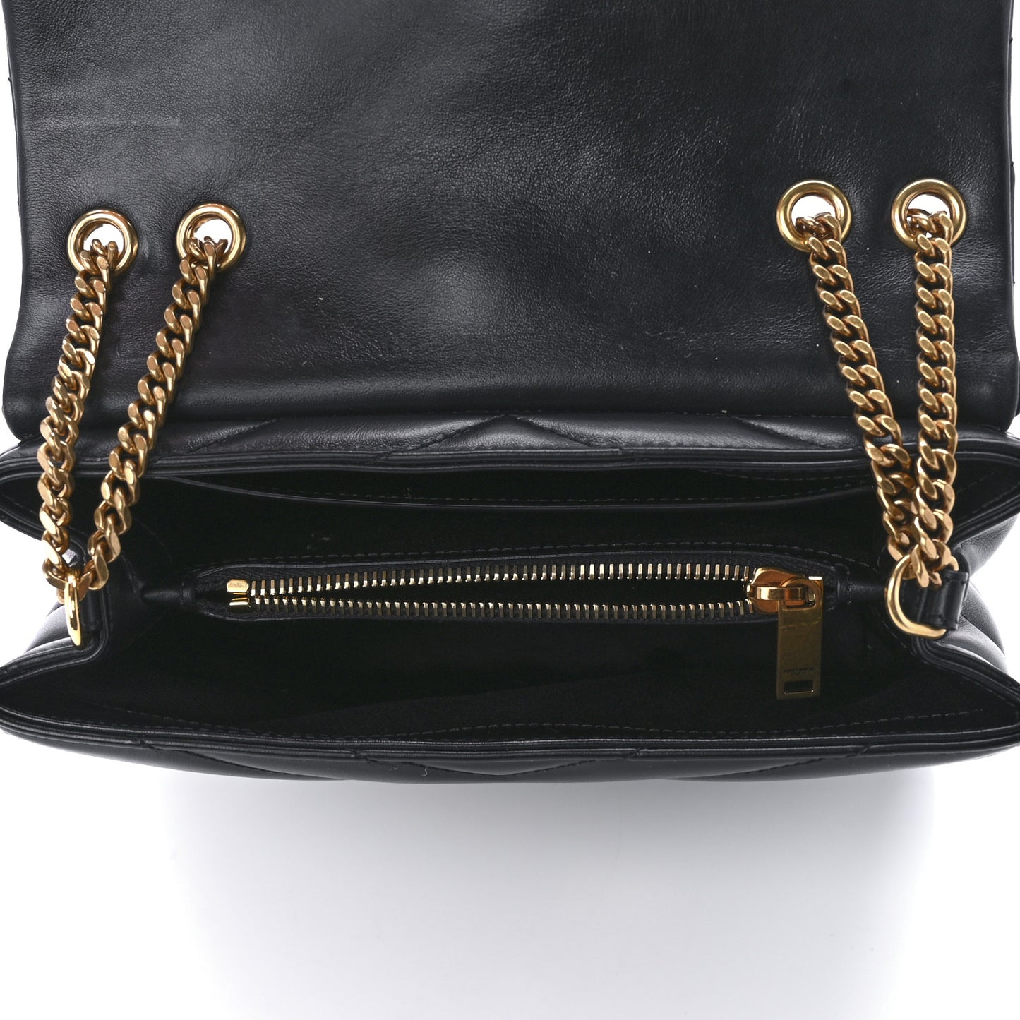 Calfskin Y Quilted Monogram Small Loulou Chain Satchel Black