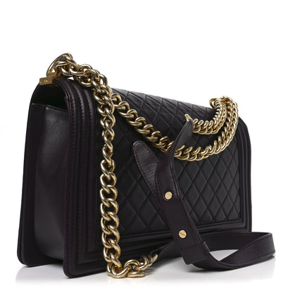 Chanel Lambskin Quilted New Medium Boy Flap Dark Purple 4 of 19