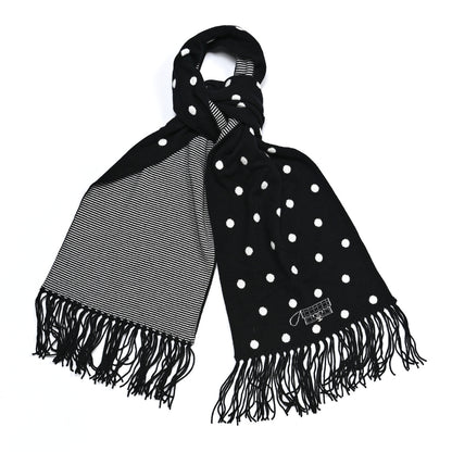 Chanel Cashmere Crystal CC Fringe Scarf Black White 1 of 6