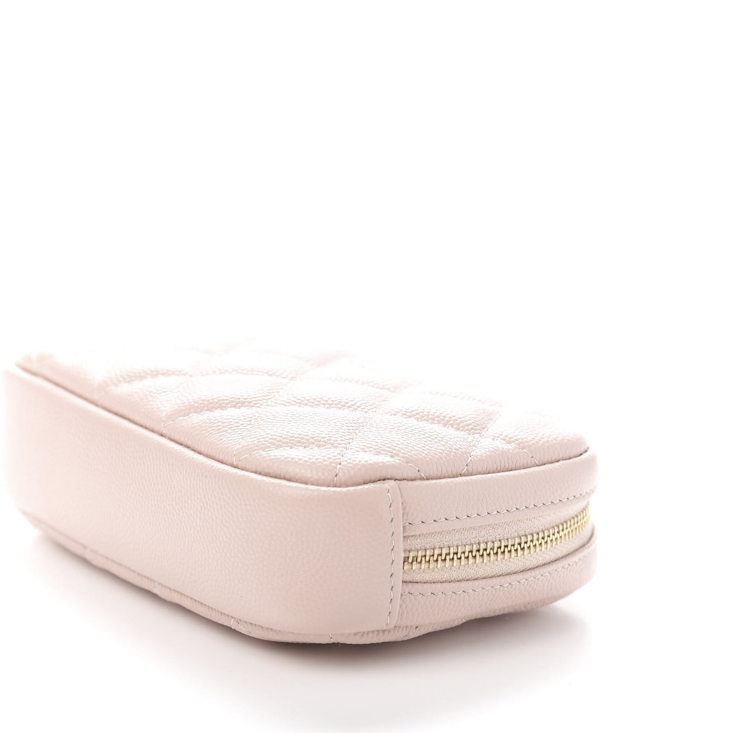 Caviar Quilted Small Curvy Pouch Cosmetic Case Light Pink