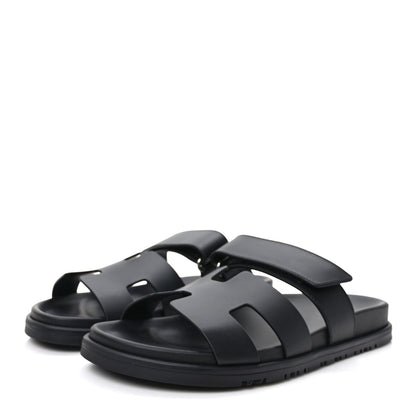 Hermes Calfskin Womens Chypre Sandals 38 Black 3 of 9