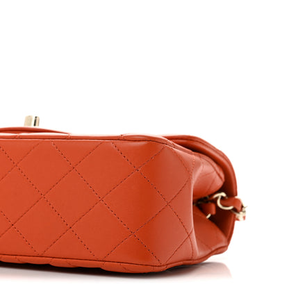 Chanel Lambskin Quilted Mini Rectangular Flap Dark Orange 10 of 12