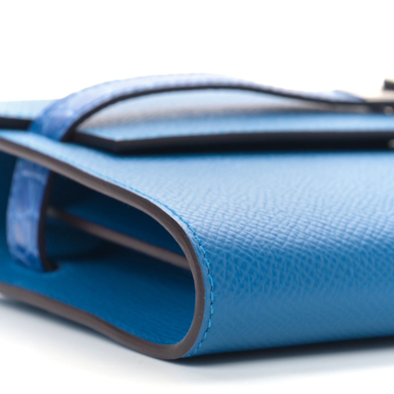 Hermes Epsom Shiny Alligator Touch Kelly Wallet To Go Bleu Frida 9 of 9