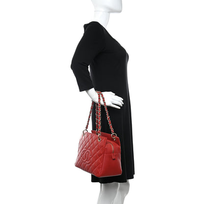Chanel Caviar Quilted Petit Timeless Shopping Tote PTT Red 2 of 9