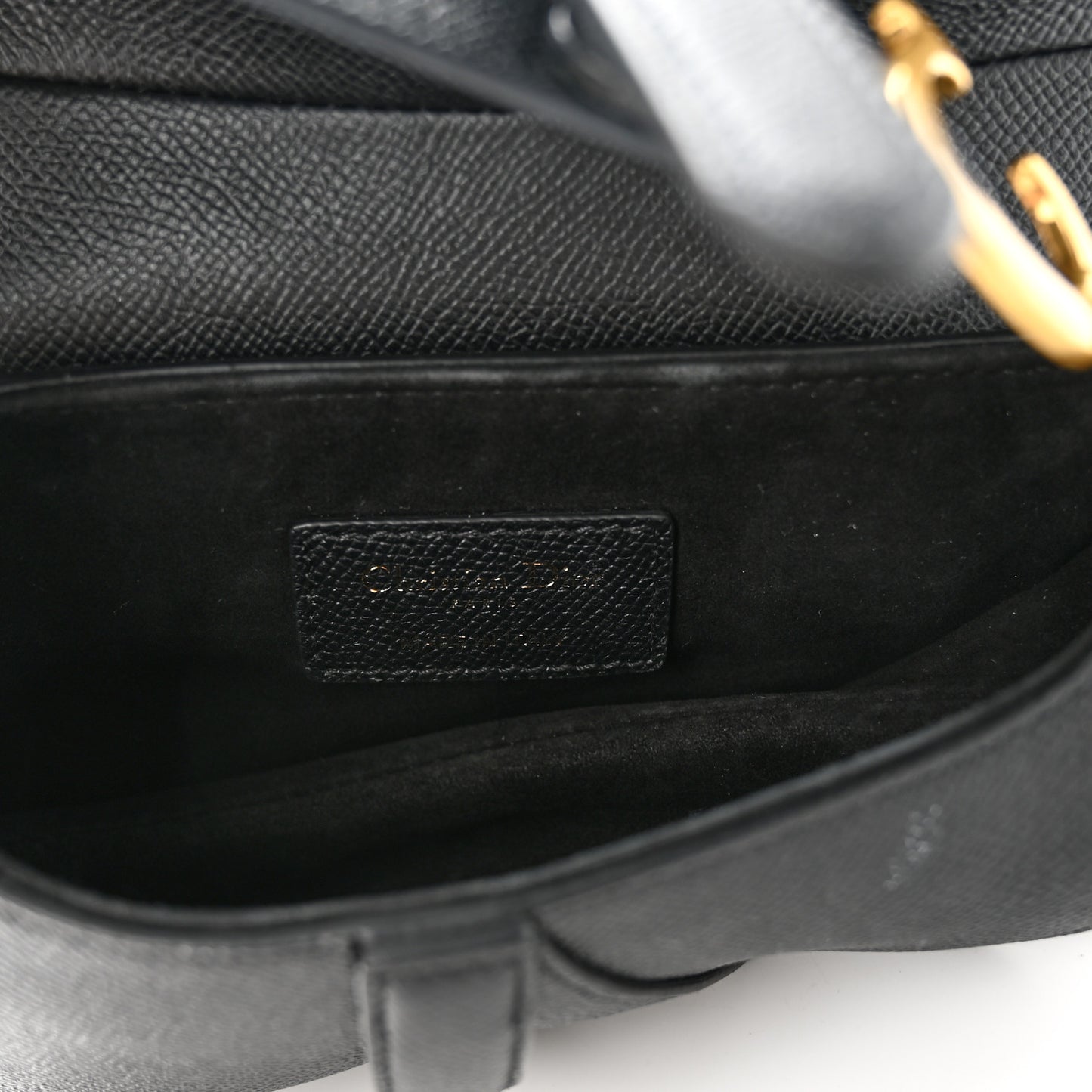 Grained Calfskin Mini Saddle Bag Black