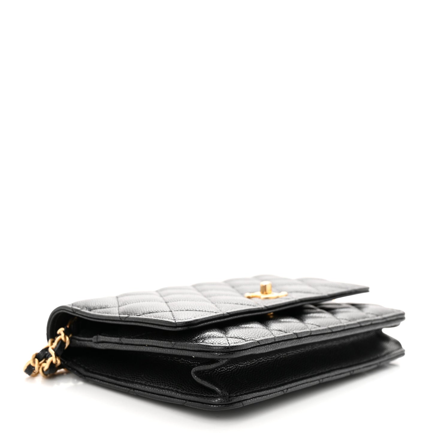 Caviar Quilted Twist Your Buttons Wallet On Chain WOC Black