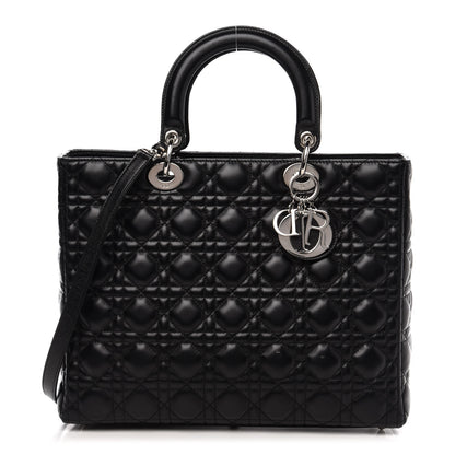 Christian Dior Lambskin Cannage Large Lady Dior Black 1 of 11
