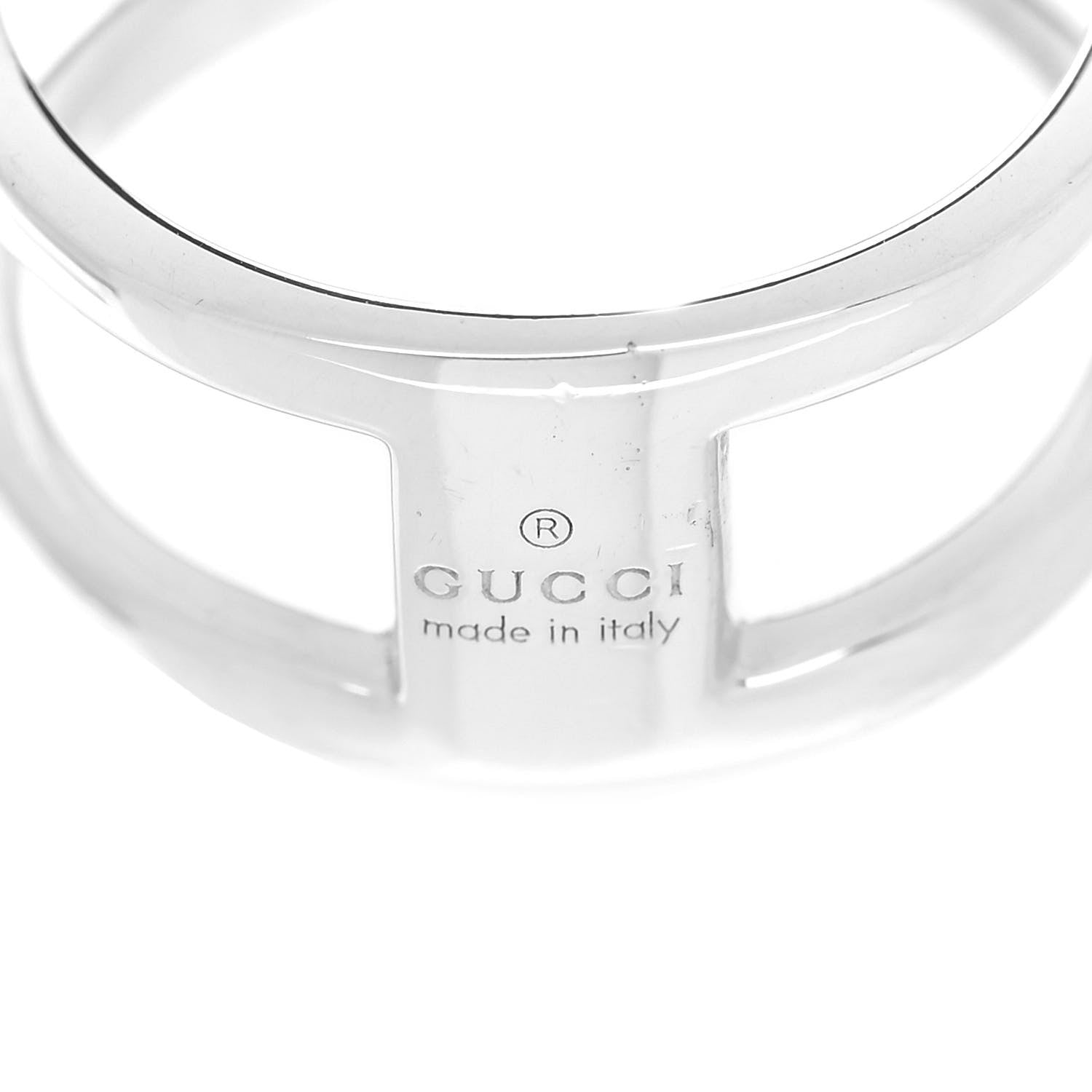 Gucci Sterling Silver 9mm Interlocking G Open Band Ring 53 6.25 4 of 5