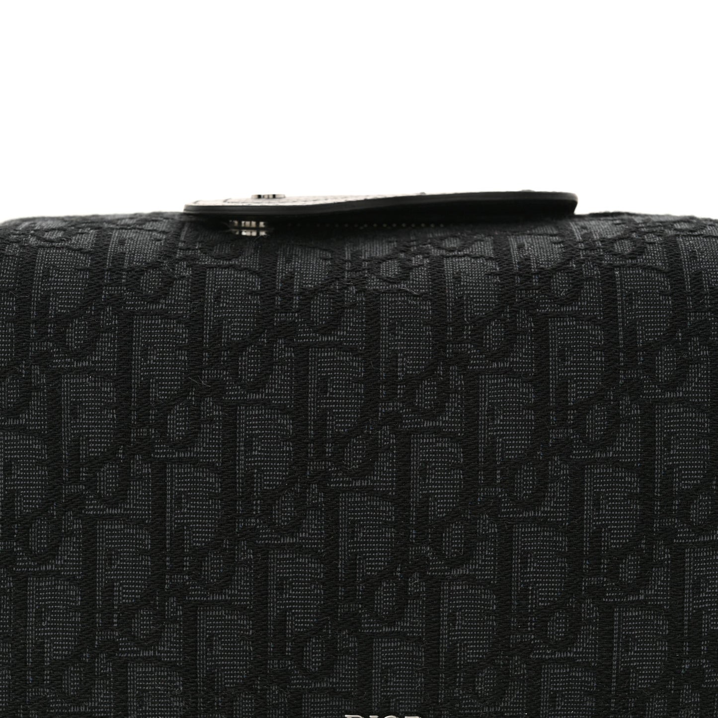 Oblique Jacquard Grained Calfskin Lingot Toiletry Bag Black