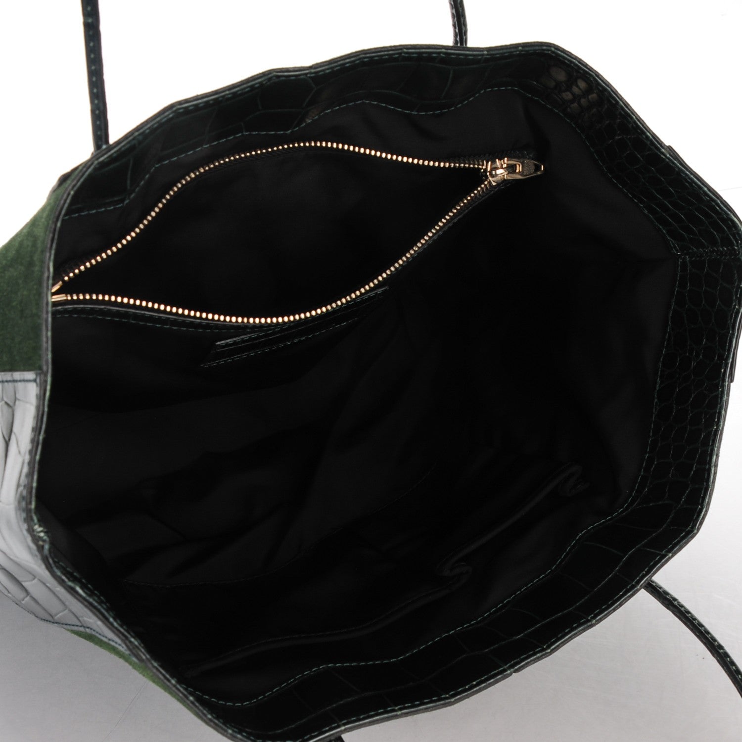 Alexander Wang Suede Calfskin Crocodile Embossed Prisma Skeletal Tote Serpentine Green Pale Gold Hardware 6 of 6