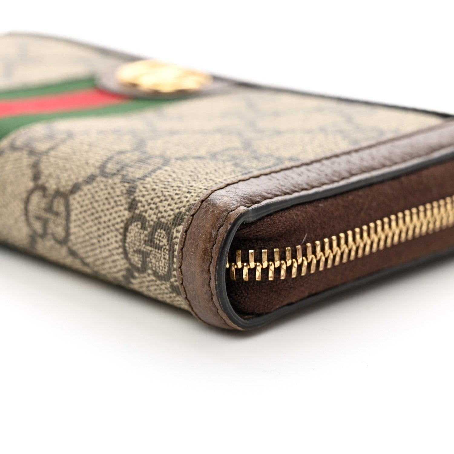 Gucci GG Supreme Monogram Web Ophidia Zip Around Wallet Brown 7 of 10