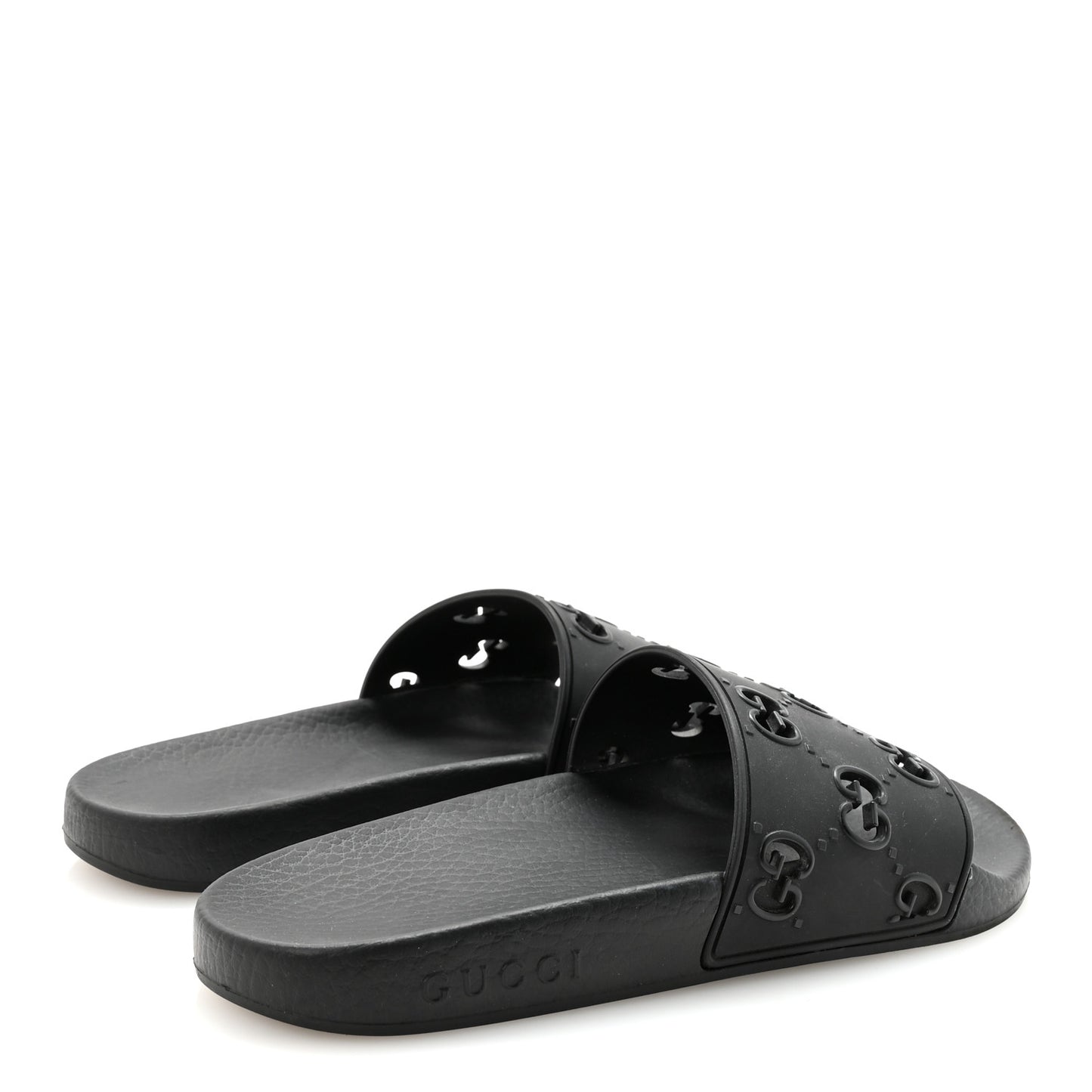 Rubber GG Monogram Perforated Womens Slide Sandals 37 Black