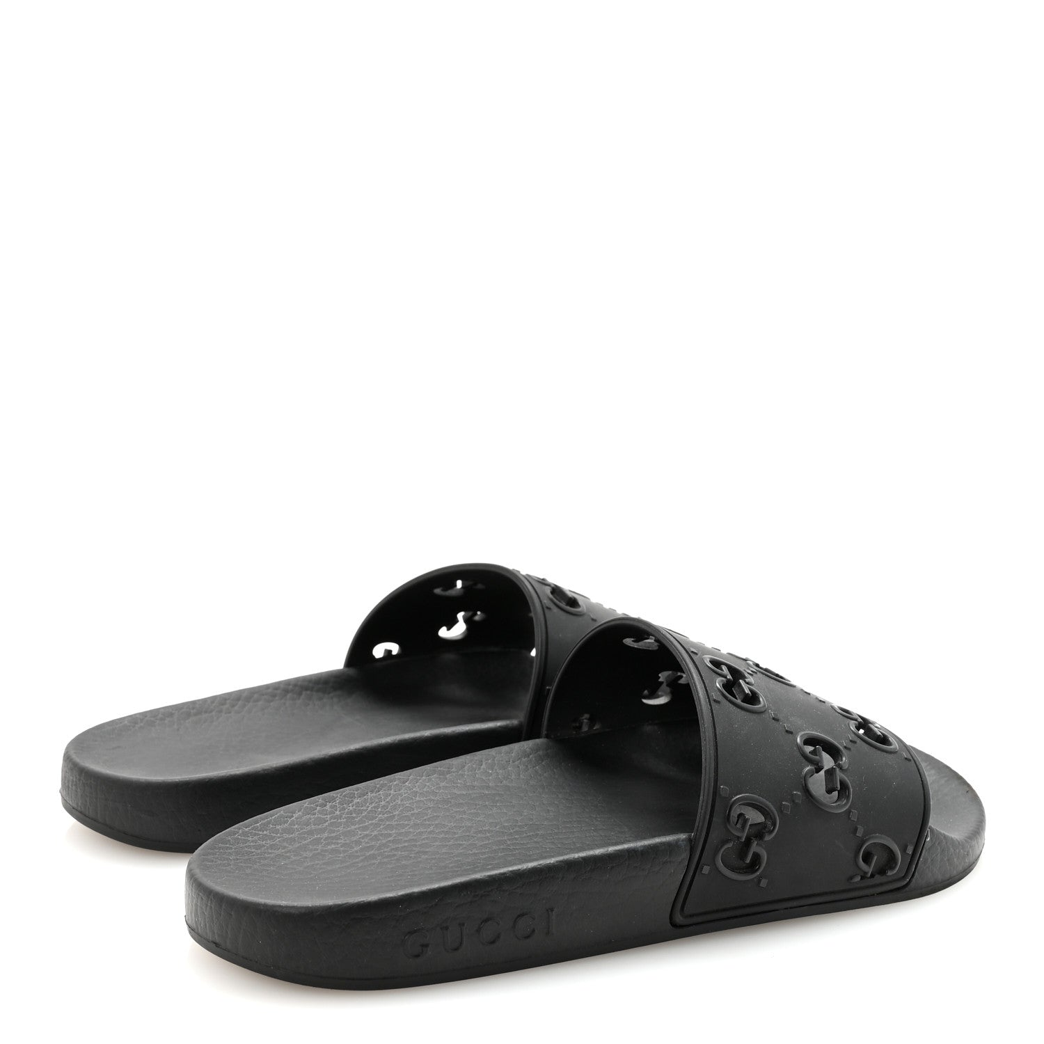 Gucci Rubber GG Monogram Perforated Womens Slide Sandals 37 Black 5 of 8