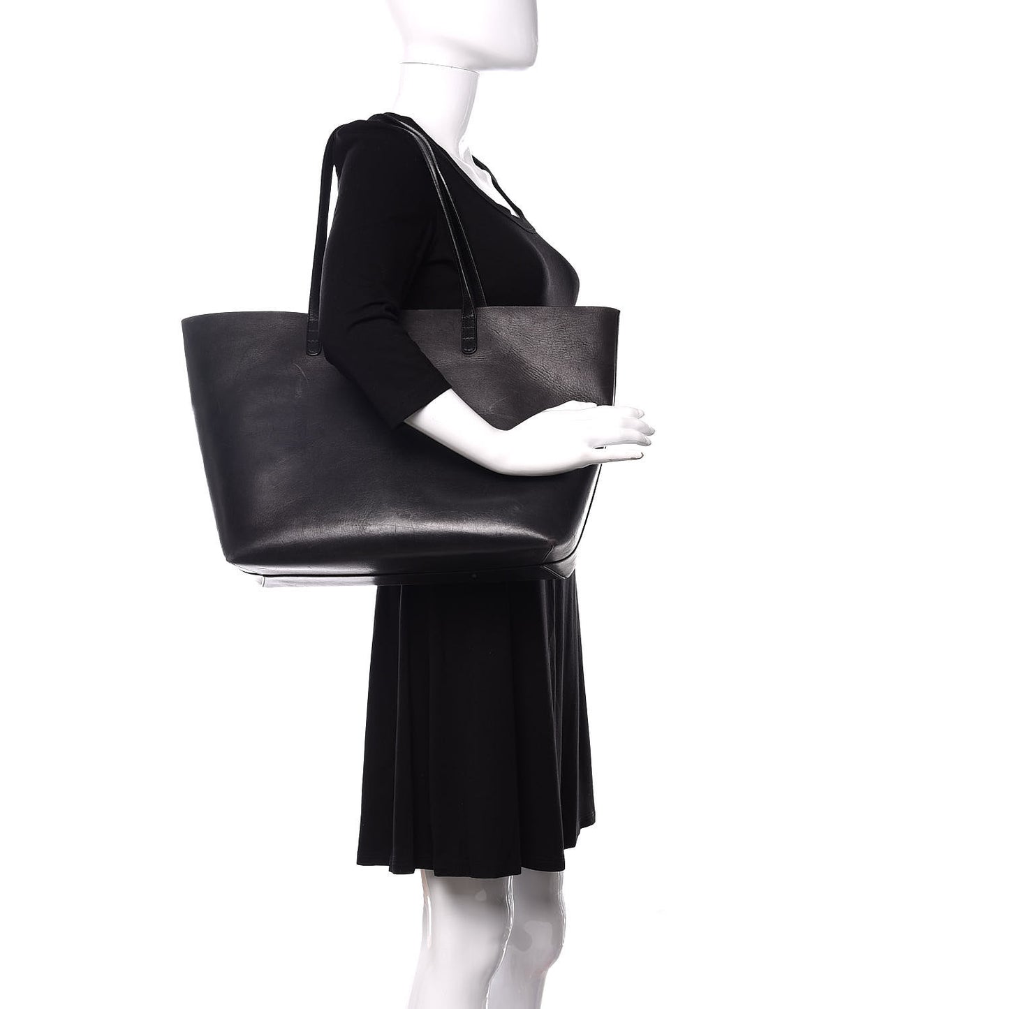 Calfskin Large Shopping Tote Black Royal