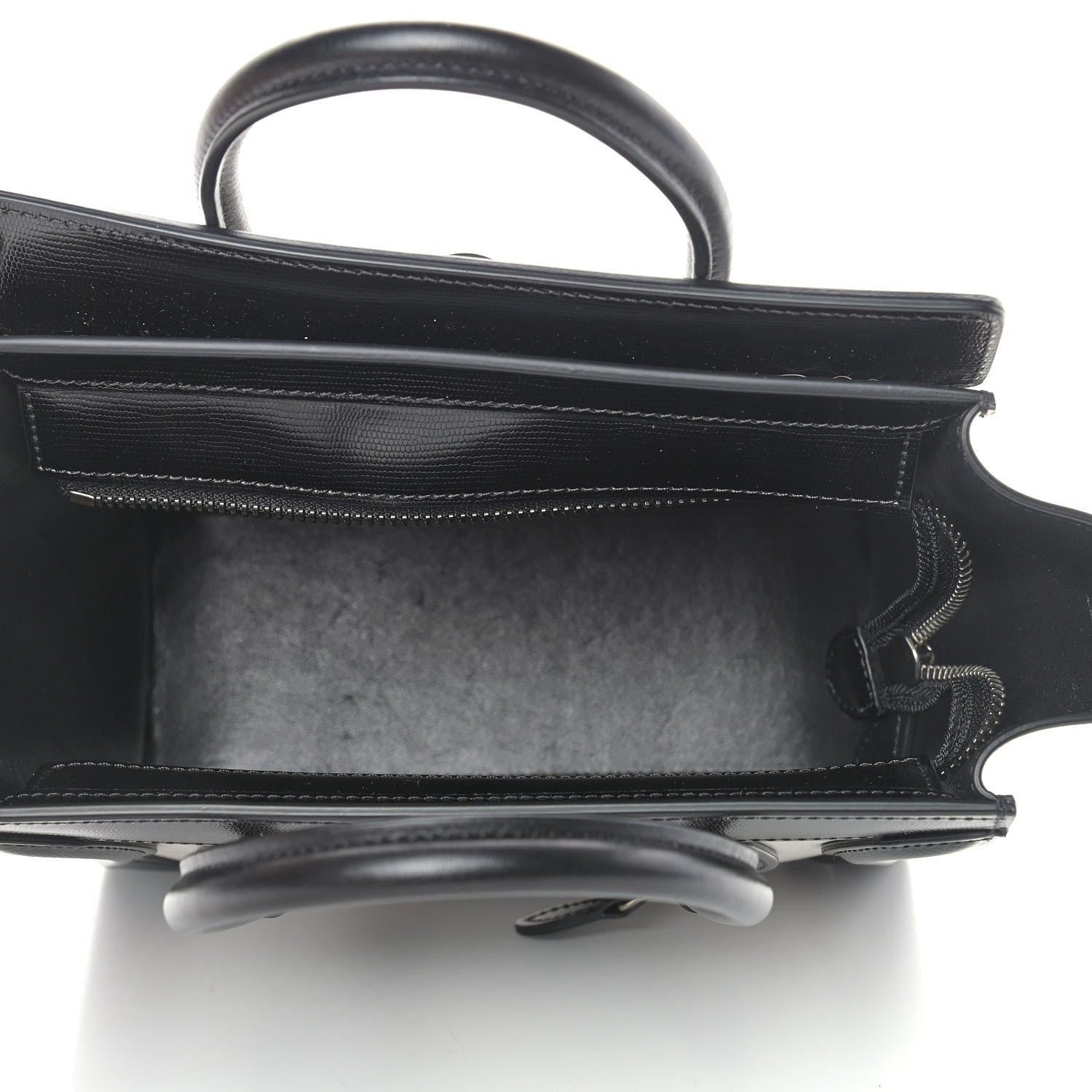 Celine Smooth Calfskin Lizard Embossed Nano Luggage White Black 4 of 10