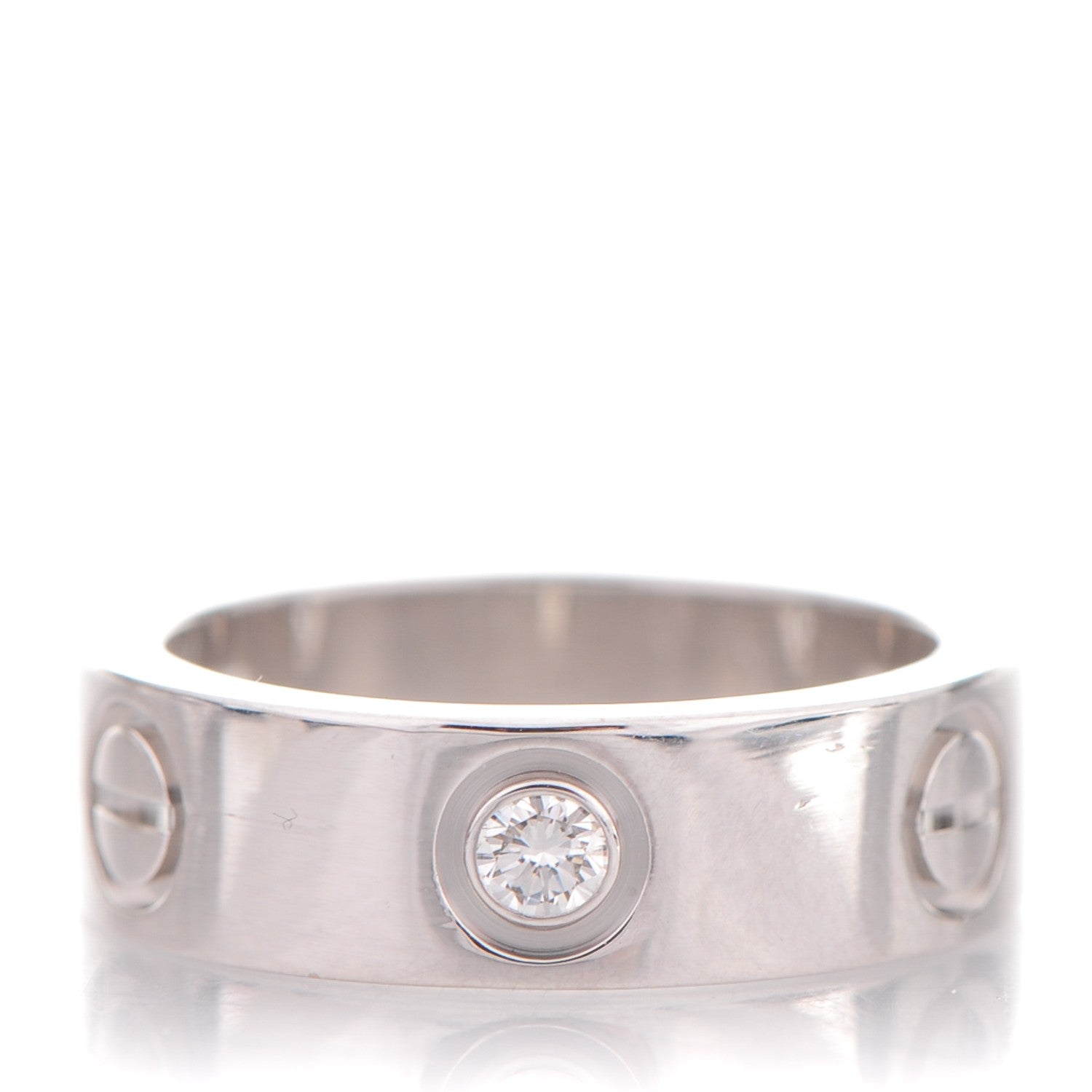 Cartier 18K White Gold 3 Diamond 5.5mm LOVE Ring 48 4.5 1 of 4