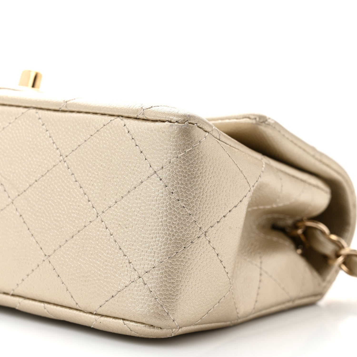 Chanel Metallic Caviar Quilted Mini Rectangular Flap Gold 10 of 12