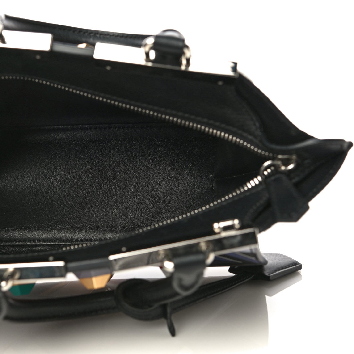 Fendi Calfskin Studded Diamond Mini 3Jours Tote Black Multicolor 4 of 17