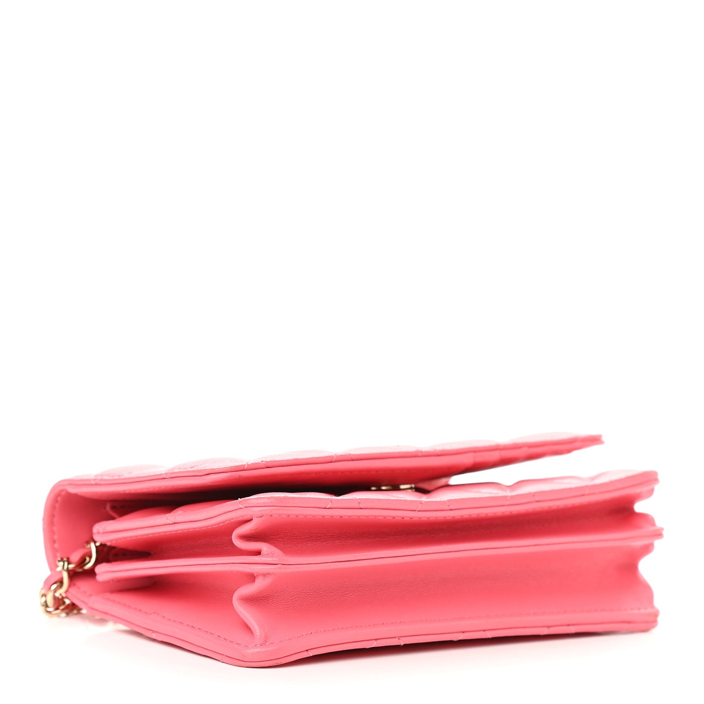 Lambskin Quilted Mini Wallet On Chain WOC Pink