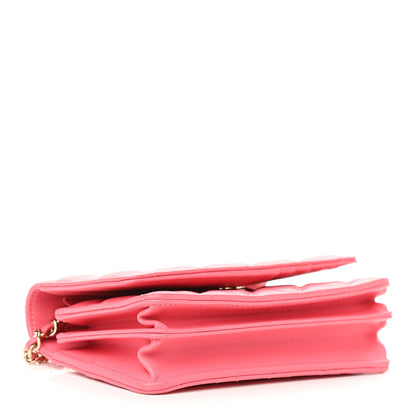 Chanel Lambskin Quilted Mini Wallet On Chain WOC Pink 3 of 9